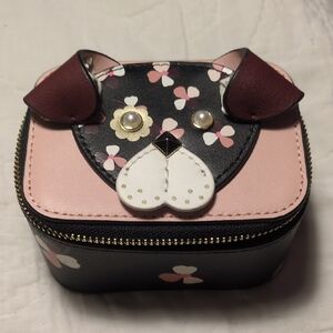 kate spade Pink and Black Floral Dog Jewelry Case